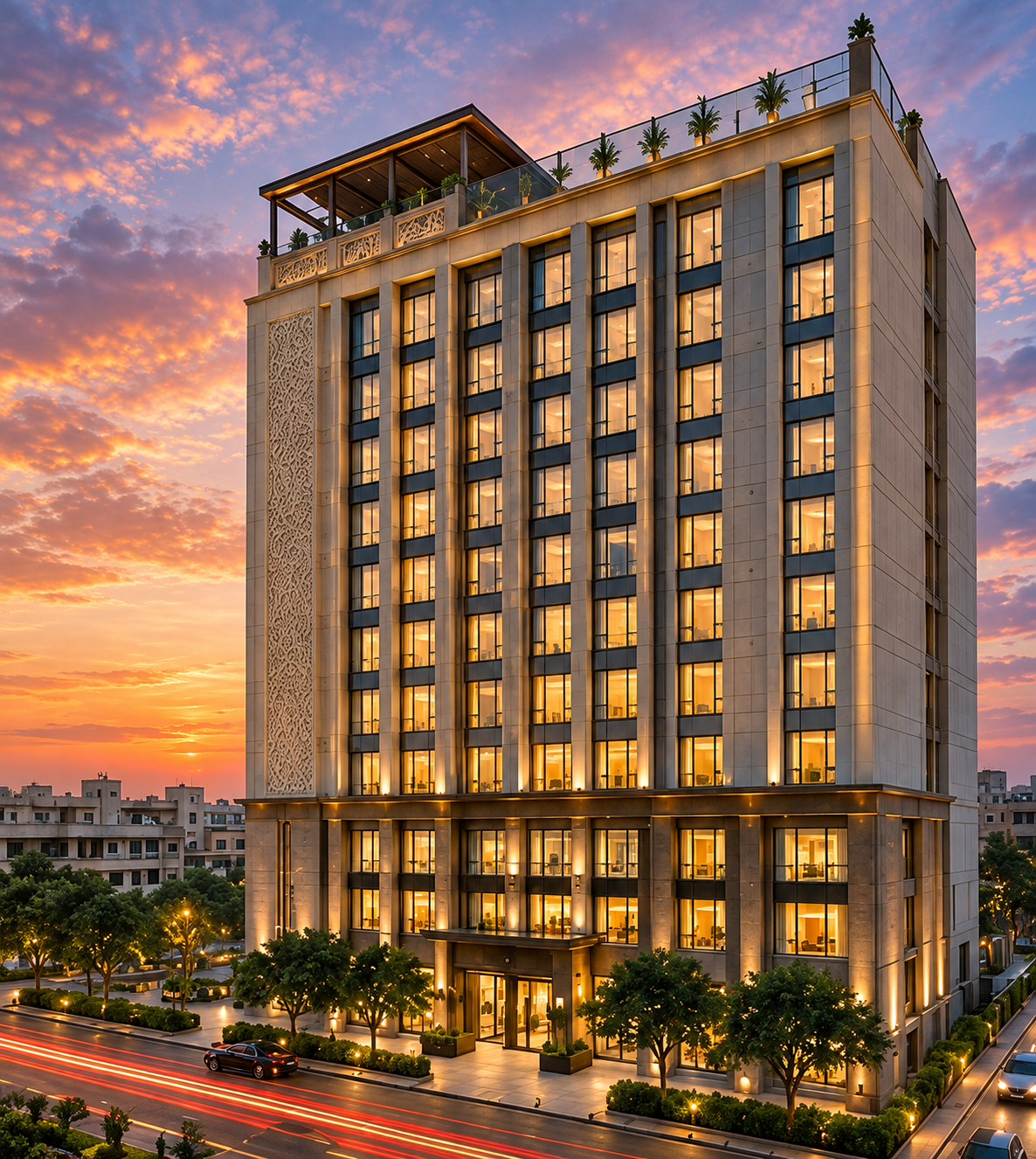 Rajasthan Jaipur Hotel Facade Sunset View